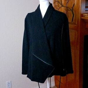 Harve' Benard Asymmetrical Zip Sweater-Jacket, Black, Small